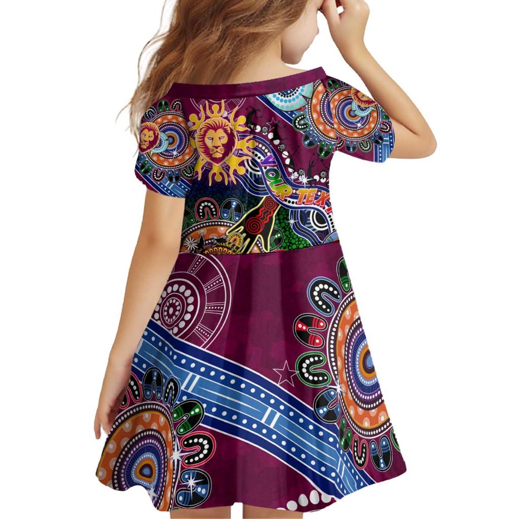 Custom NAIDOC Week 2024 Brisbane Lions Family Matching Off Shoulder Short Dress and Hawaiian Shirt Australia Aboriginal Dot Painting