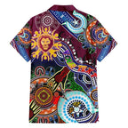Custom NAIDOC Week 2024 Brisbane Lions Family Matching Off Shoulder Short Dress and Hawaiian Shirt Australia Aboriginal Dot Painting