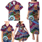 Custom NAIDOC Week 2024 Brisbane Lions Family Matching Puletasi and Hawaiian Shirt Australia Aboriginal Dot Painting