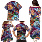 Custom NAIDOC Week 2024 Brisbane Lions Family Matching Puletasi and Hawaiian Shirt Australia Aboriginal Dot Painting