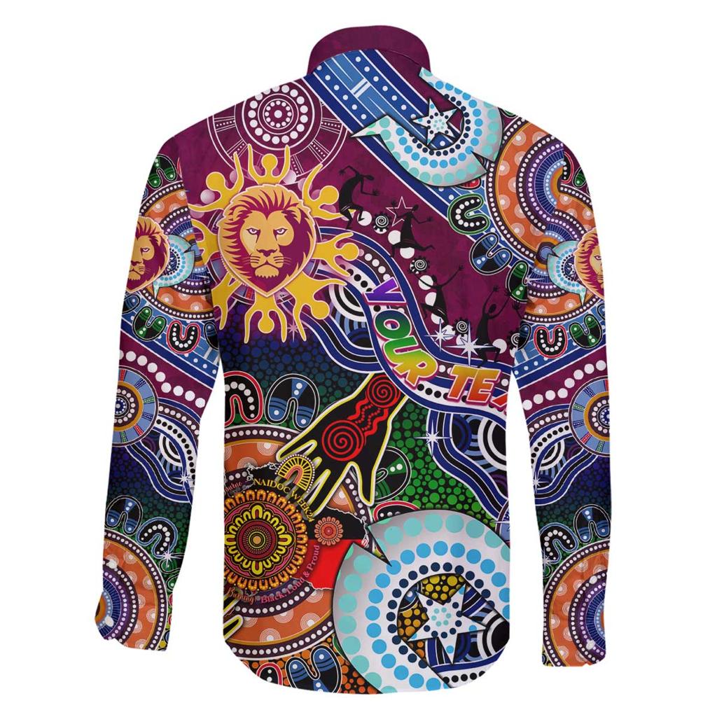 Custom NAIDOC Week 2024 Brisbane Lions Family Matching Puletasi and Hawaiian Shirt Australia Aboriginal Dot Painting