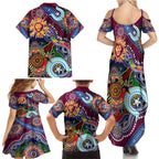 Custom NAIDOC Week 2024 Brisbane Lions Family Matching Summer Maxi Dress and Hawaiian Shirt Australia Aboriginal Dot Painting