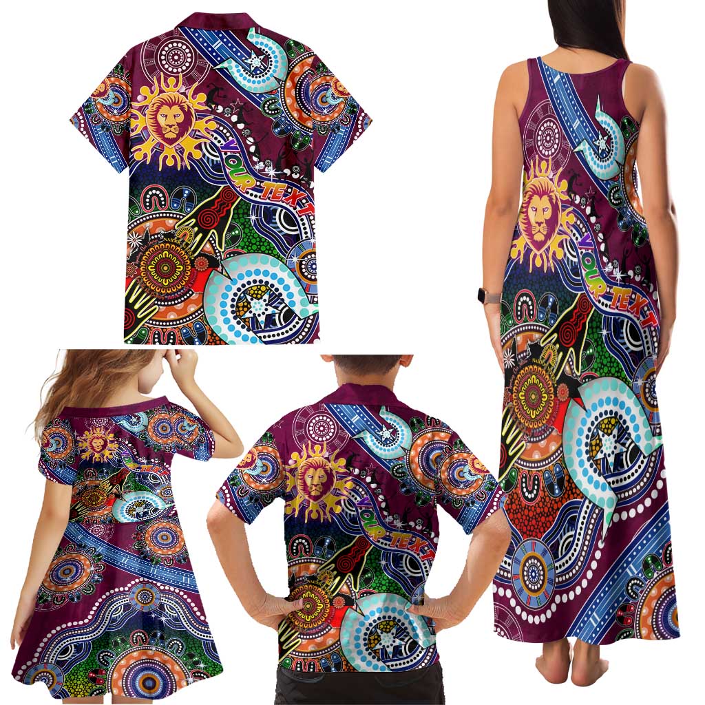 Custom NAIDOC Week 2024 Brisbane Lions Family Matching Tank Maxi Dress and Hawaiian Shirt Australia Aboriginal Dot Painting