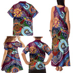 Custom NAIDOC Week 2024 Brisbane Lions Family Matching Tank Maxi Dress and Hawaiian Shirt Australia Aboriginal Dot Painting