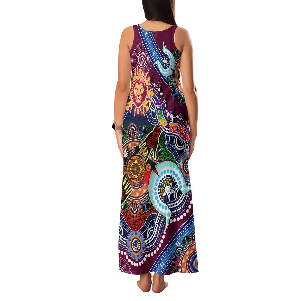 Custom NAIDOC Week 2024 Brisbane Lions Family Matching Tank Maxi Dress and Hawaiian Shirt Australia Aboriginal Dot Painting
