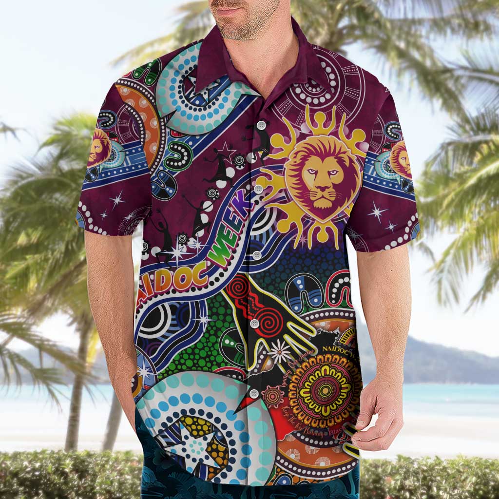 Custom NAIDOC Week 2024 Brisbane Lions Hawaiian Shirt Australia Aboriginal Dot Painting