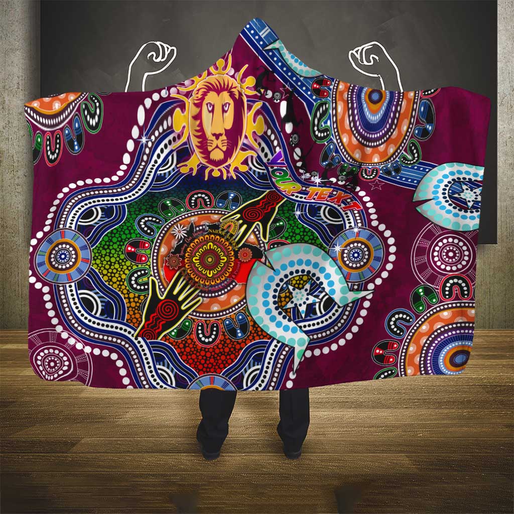 Custom NAIDOC Week 2024 Brisbane Lions Hooded Blanket Australia Aboriginal Dot Painting