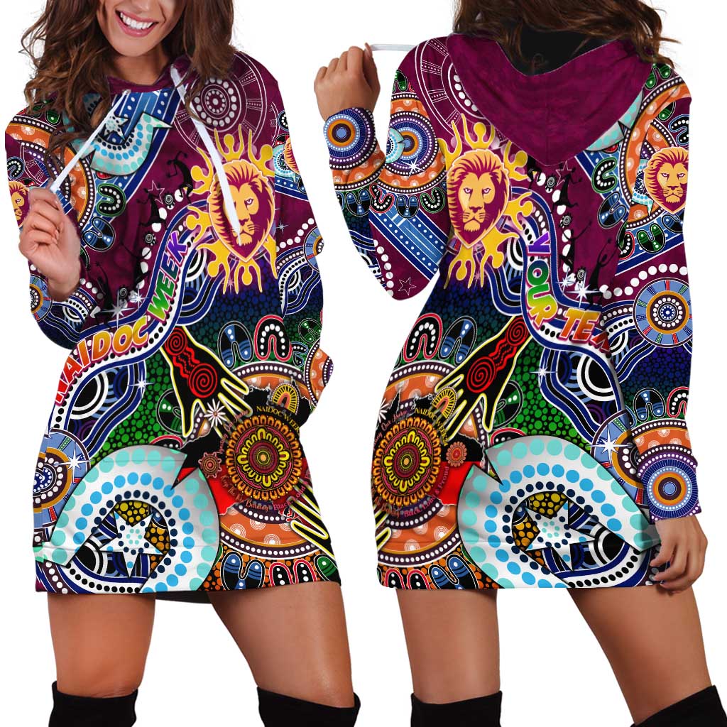 Custom NAIDOC Week 2024 Brisbane Lions Hoodie Dress Australia Aboriginal Dot Painting