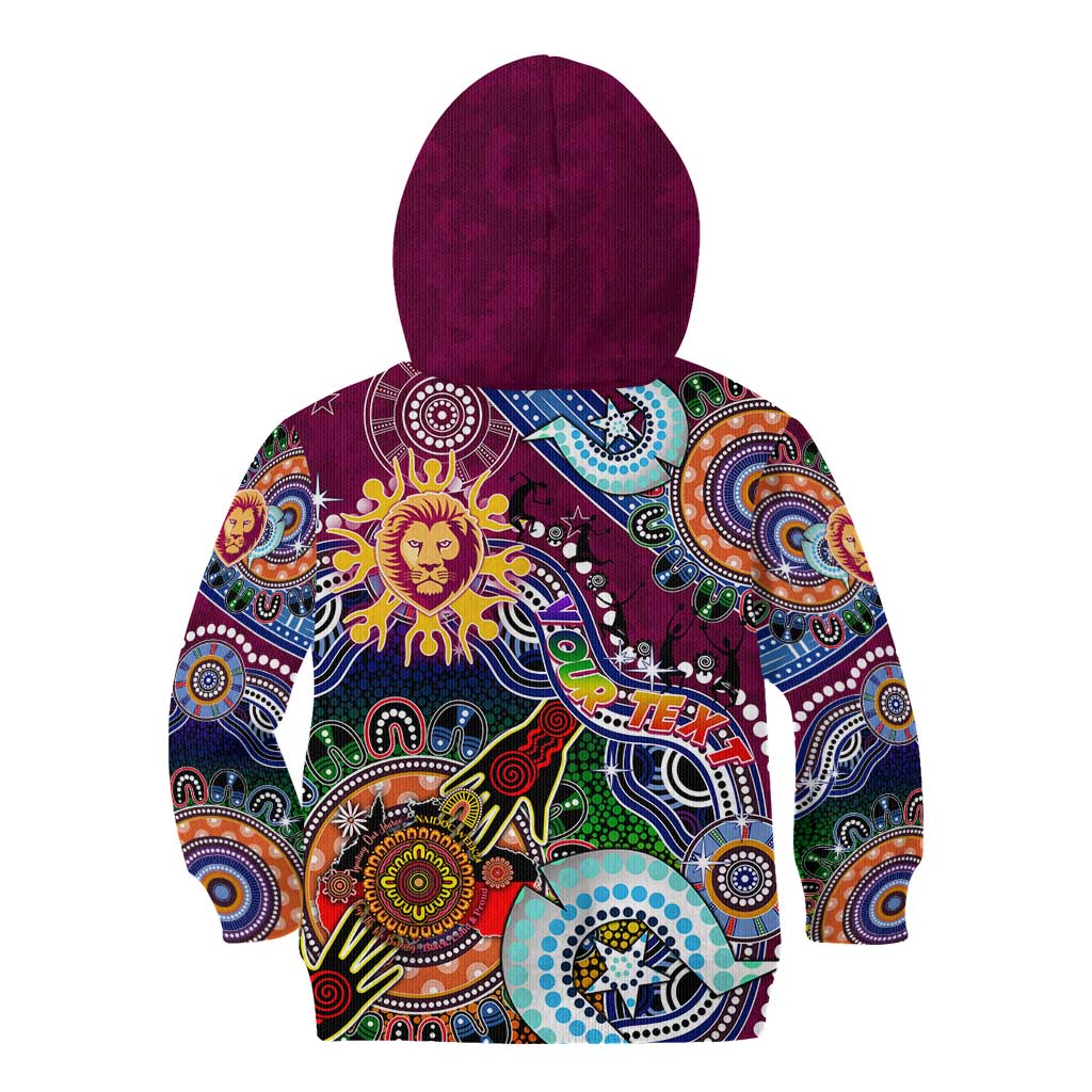 Custom NAIDOC Week 2024 Brisbane Lions Kid Hoodie Australia Aboriginal Dot Painting