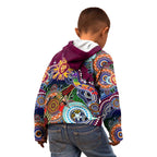 Custom NAIDOC Week 2024 Brisbane Lions Kid Hoodie Australia Aboriginal Dot Painting