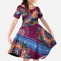 Custom NAIDOC Week 2024 Brisbane Lions Kid Short Sleeve Dress Australia Aboriginal Dot Painting