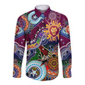 Custom NAIDOC Week 2024 Brisbane Lions Long Sleeve Button Shirt Australia Aboriginal Dot Painting