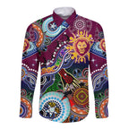 Custom NAIDOC Week 2024 Brisbane Lions Long Sleeve Button Shirt Australia Aboriginal Dot Painting