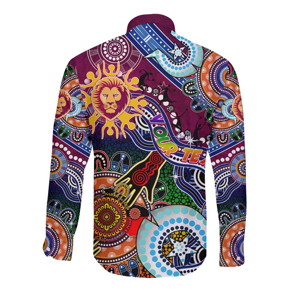 Custom NAIDOC Week 2024 Brisbane Lions Long Sleeve Button Shirt Australia Aboriginal Dot Painting