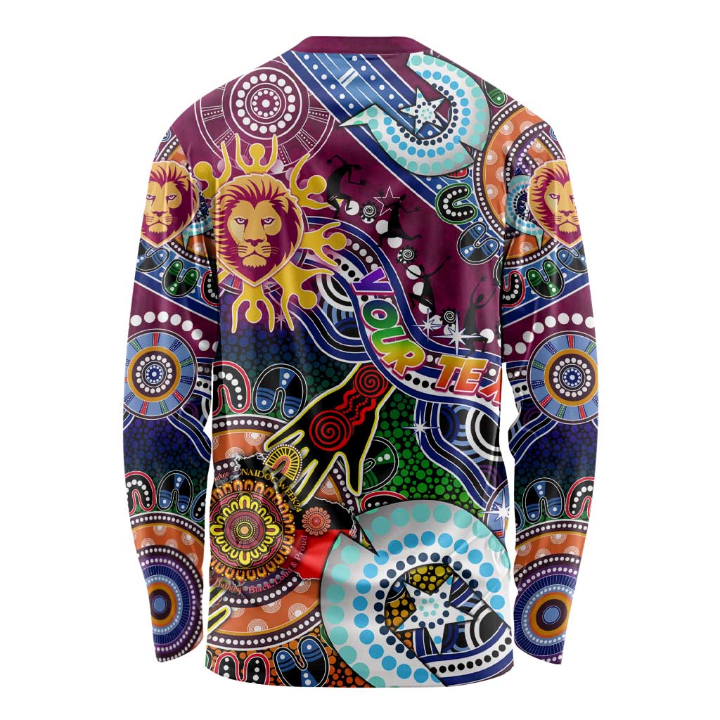 Custom NAIDOC Week 2024 Brisbane Lions Long Sleeve Shirt Australia Aboriginal Dot Painting