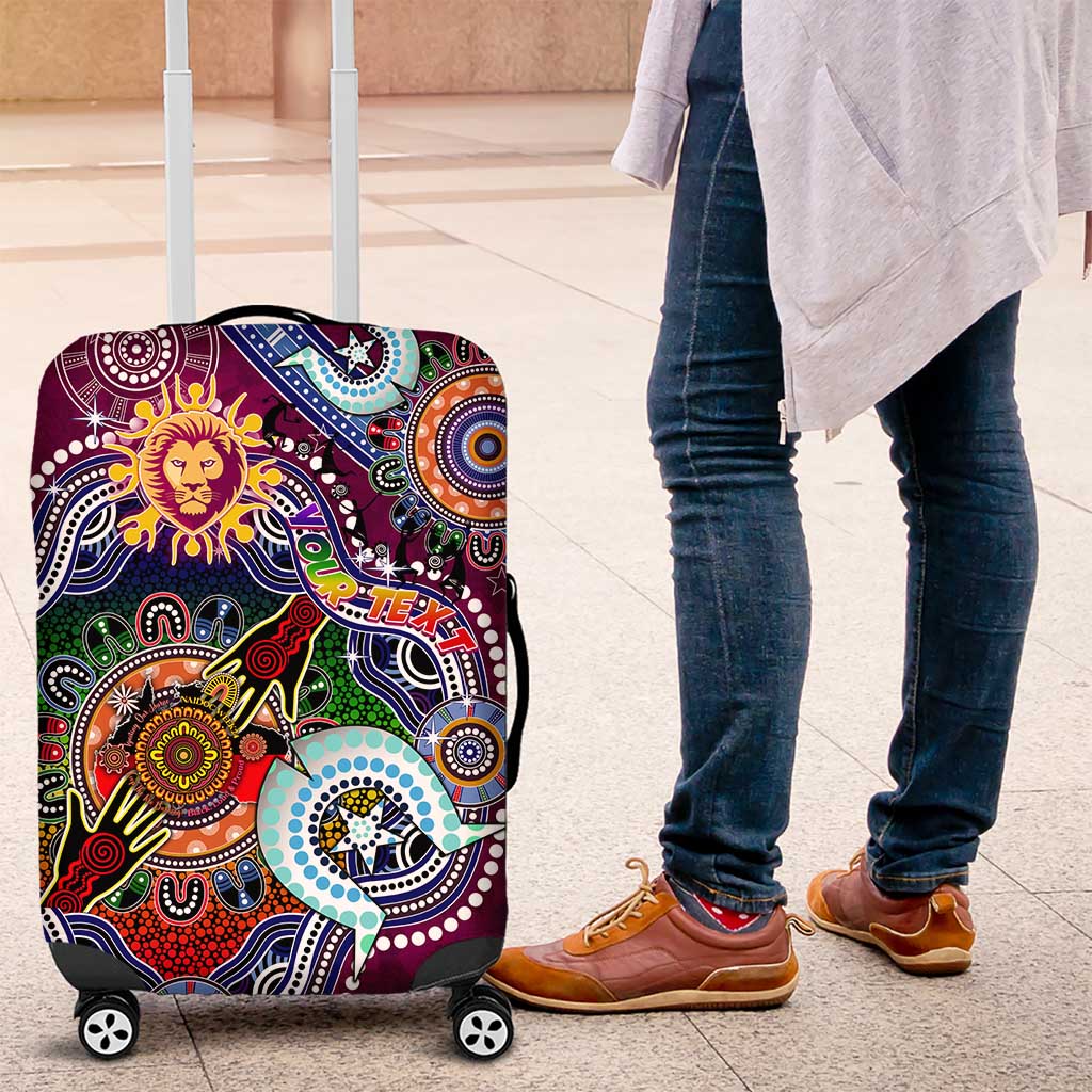 Custom NAIDOC Week 2024 Brisbane Lions Luggage Cover Australia Aboriginal Dot Painting