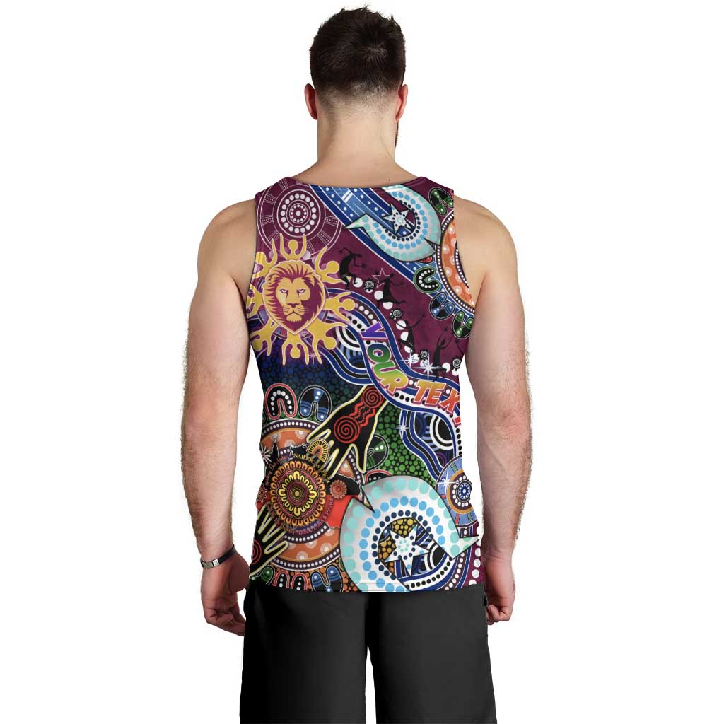 Custom NAIDOC Week 2024 Brisbane Lions Men Tank Top Australia Aboriginal Dot Painting