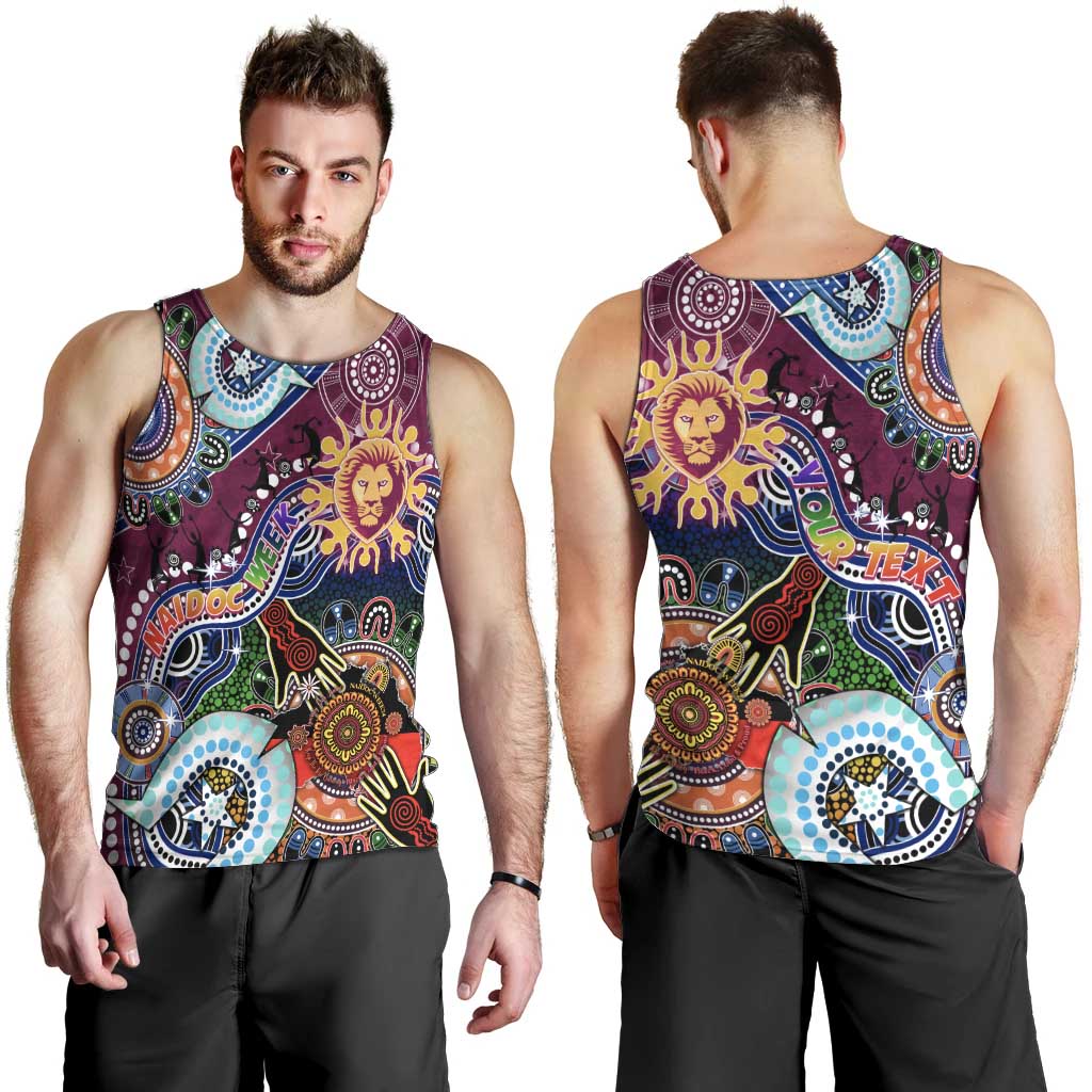 Custom NAIDOC Week 2024 Brisbane Lions Men Tank Top Australia Aboriginal Dot Painting