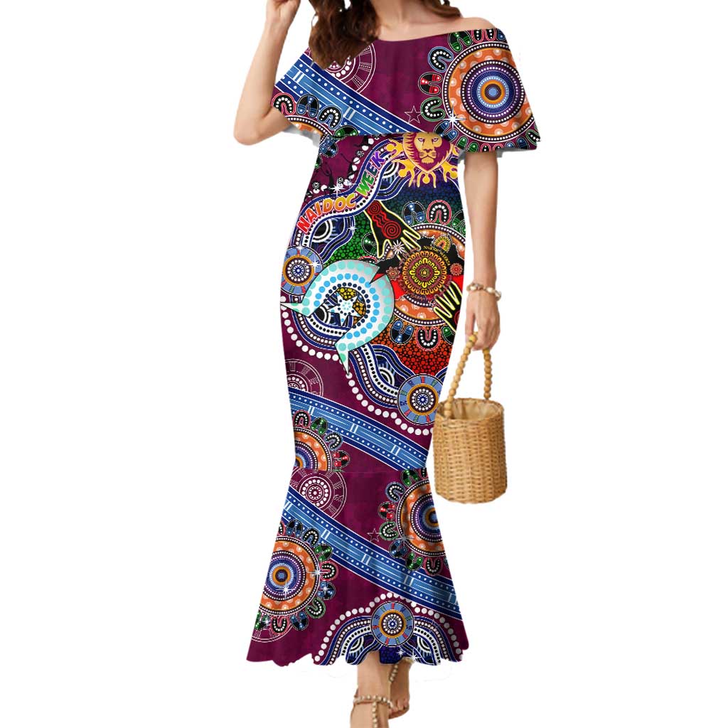 Custom NAIDOC Week 2024 Brisbane Lions Mermaid Dress Australia Aboriginal Dot Painting