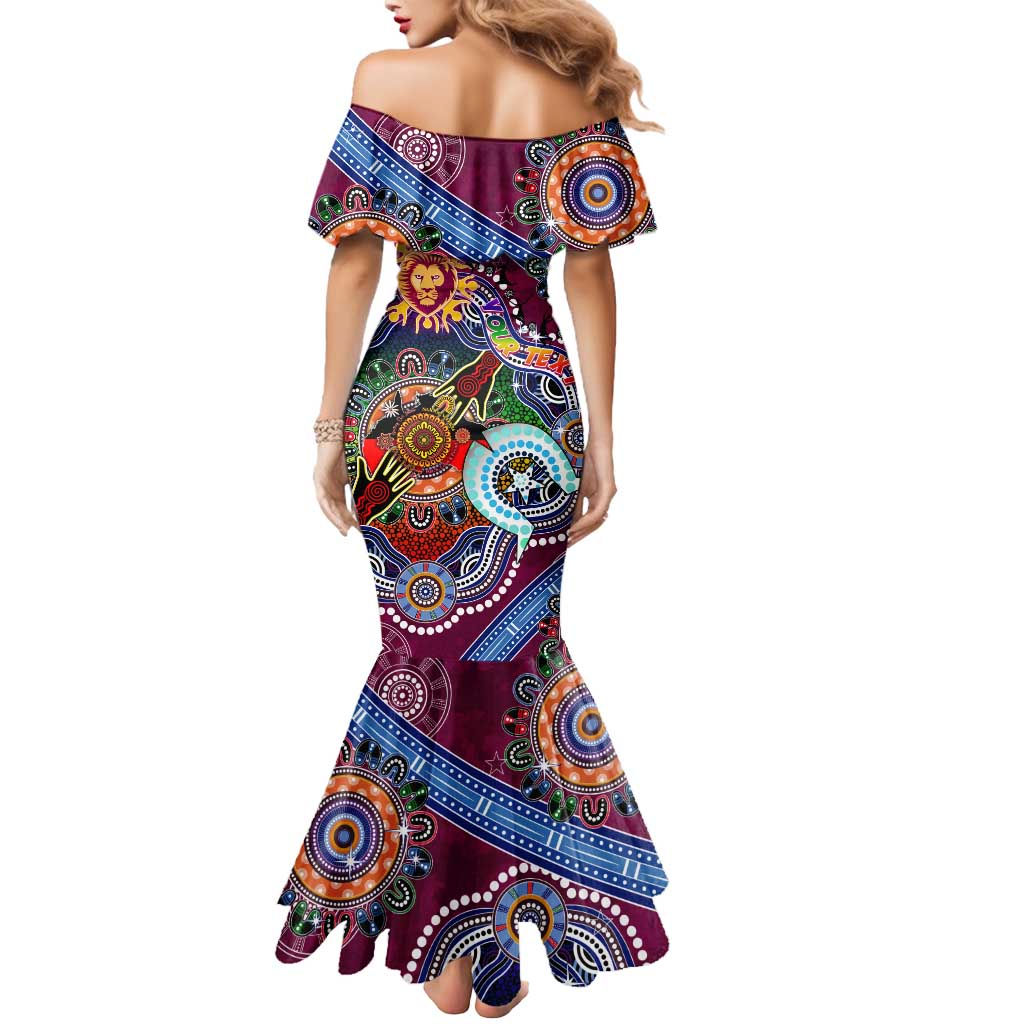 Custom NAIDOC Week 2024 Brisbane Lions Mermaid Dress Australia Aboriginal Dot Painting