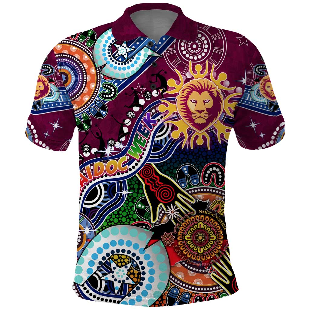 Custom NAIDOC Week 2024 Brisbane Lions Polo Shirt Australia Aboriginal Dot Painting