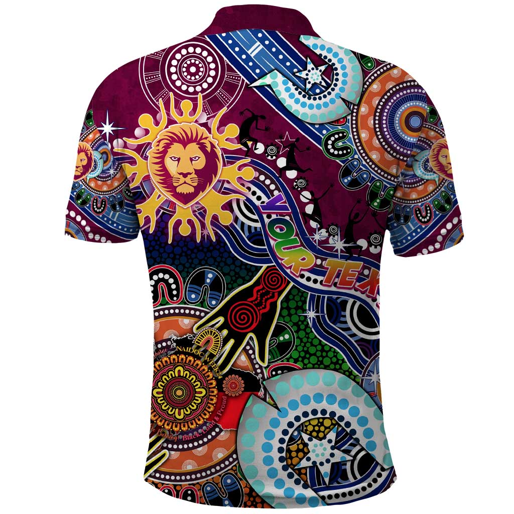 Custom NAIDOC Week 2024 Brisbane Lions Polo Shirt Australia Aboriginal Dot Painting