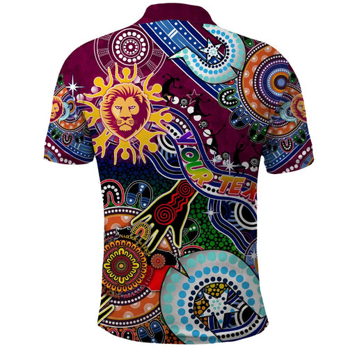 Custom NAIDOC Week 2024 Brisbane Lions Polo Shirt Australia Aboriginal Dot Painting