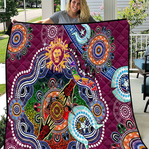 Custom NAIDOC Week 2024 Brisbane Lions Quilt Australia Aboriginal Dot Painting