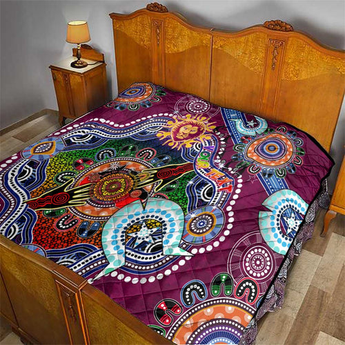 Custom NAIDOC Week 2024 Brisbane Lions Quilt Australia Aboriginal Dot Painting