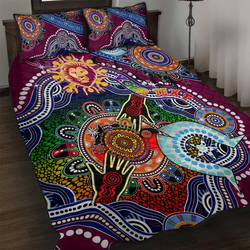 Custom NAIDOC Week 2024 Brisbane Lions Quilt Bed Set Australia Aboriginal Dot Painting