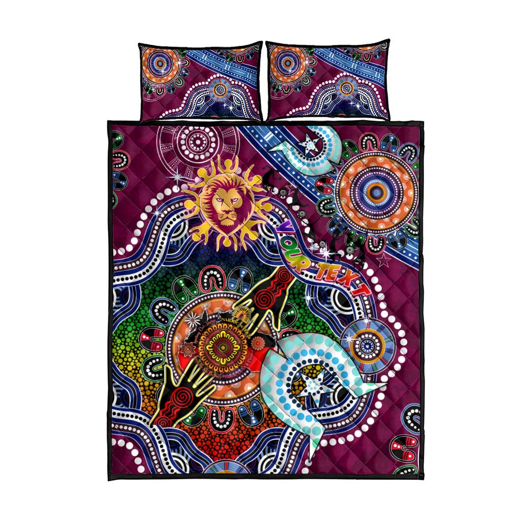 Custom NAIDOC Week 2024 Brisbane Lions Quilt Bed Set Australia Aboriginal Dot Painting