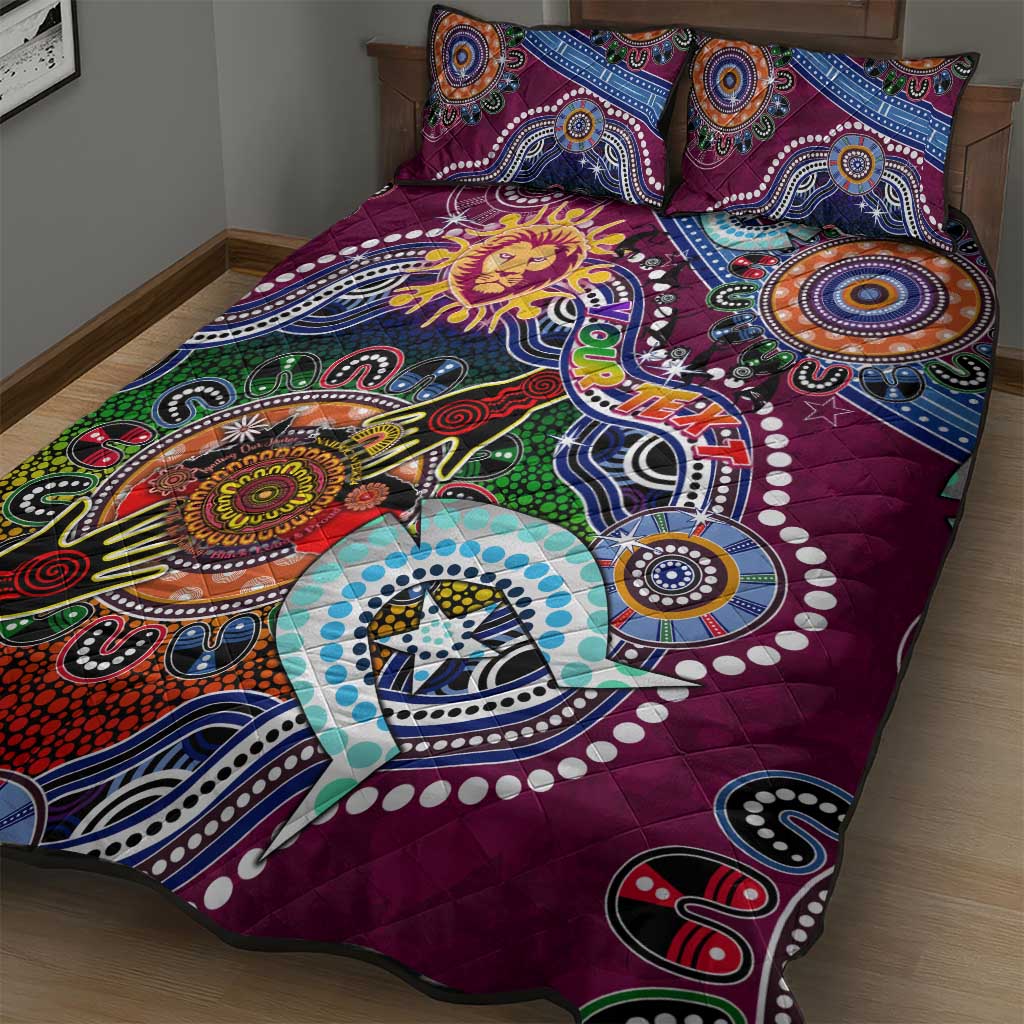 Custom NAIDOC Week 2024 Brisbane Lions Quilt Bed Set Australia Aboriginal Dot Painting
