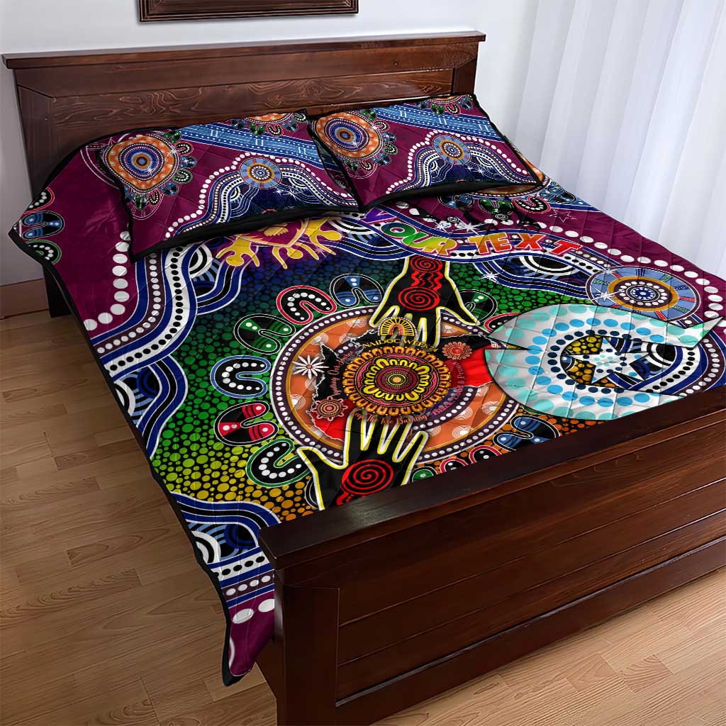 Custom NAIDOC Week 2024 Brisbane Lions Quilt Bed Set Australia Aboriginal Dot Painting