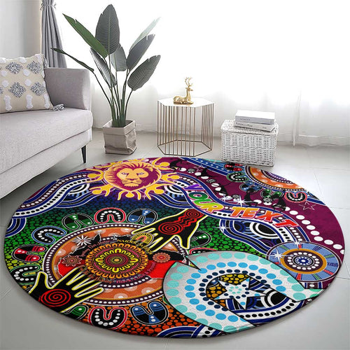 Custom NAIDOC Week 2024 Brisbane Lions Round Carpet Australia Aboriginal Dot Painting