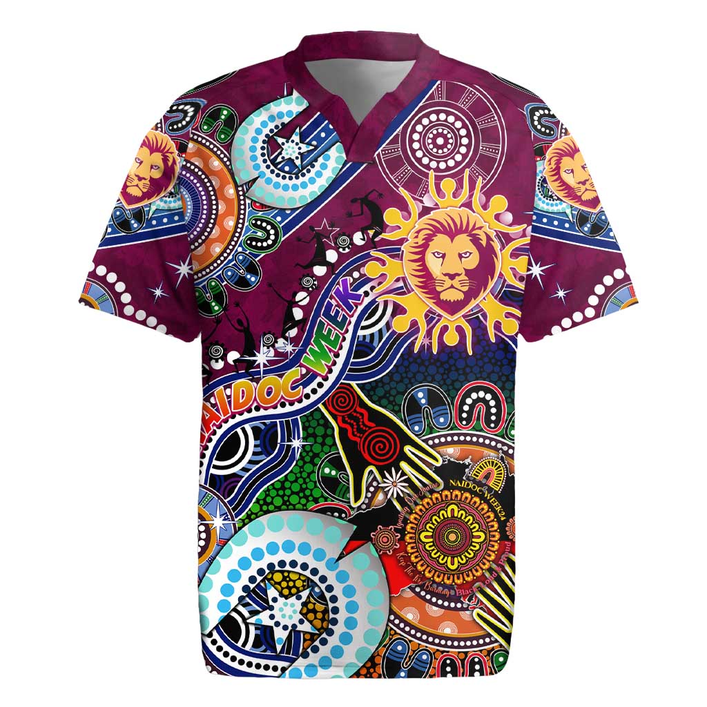 Custom NAIDOC Week 2024 Brisbane Lions Rugby Jersey Australia Aboriginal Dot Painting