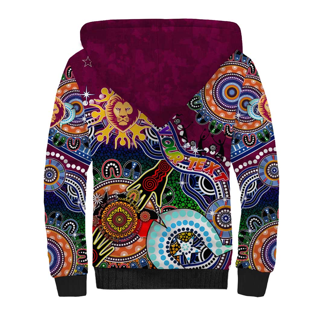Custom NAIDOC Week 2024 Brisbane Lions Sherpa Hoodie Australia Aboriginal Dot Painting