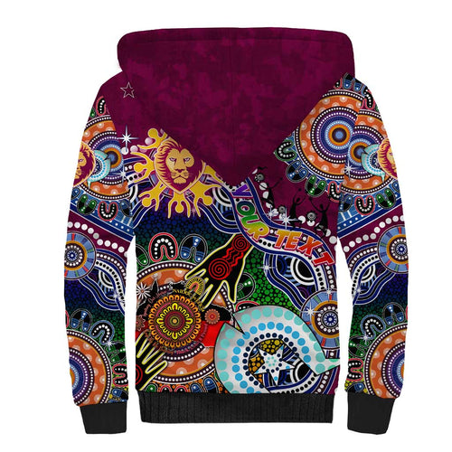 Custom NAIDOC Week 2024 Brisbane Lions Sherpa Hoodie Australia Aboriginal Dot Painting