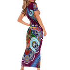 Custom NAIDOC Week 2024 Brisbane Lions Short Sleeve Bodycon Dress Australia Aboriginal Dot Painting