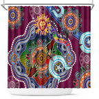 Custom NAIDOC Week 2024 Brisbane Lions Shower Curtain Australia Aboriginal Dot Painting