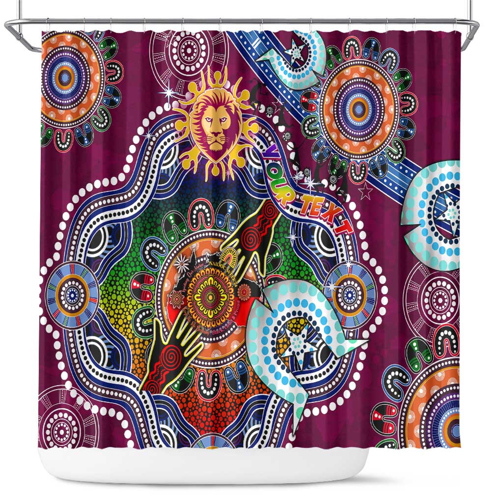Custom NAIDOC Week 2024 Brisbane Lions Shower Curtain Australia Aboriginal Dot Painting