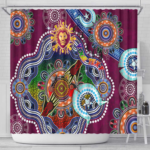 Custom NAIDOC Week 2024 Brisbane Lions Shower Curtain Australia Aboriginal Dot Painting