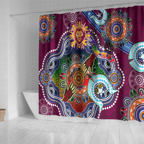 Custom NAIDOC Week 2024 Brisbane Lions Shower Curtain Australia Aboriginal Dot Painting