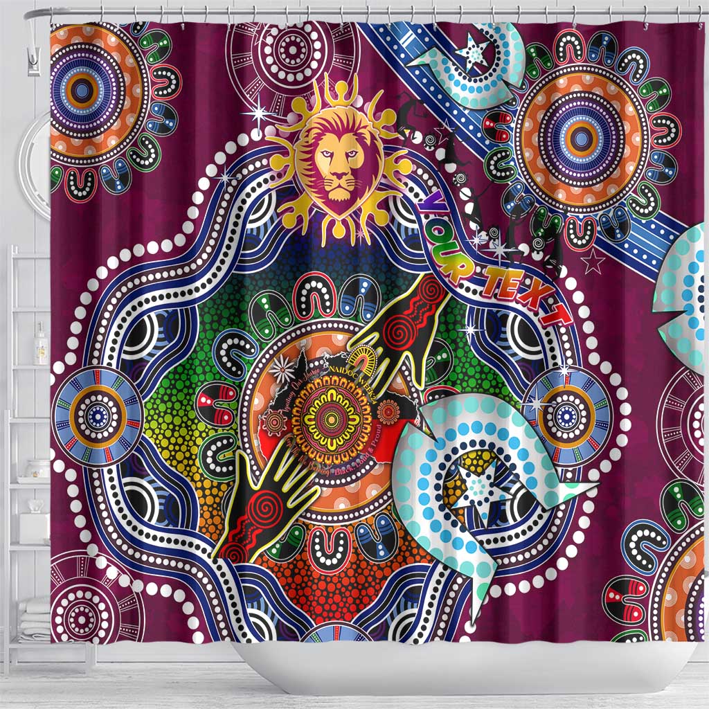 Custom NAIDOC Week 2024 Brisbane Lions Shower Curtain Australia Aboriginal Dot Painting
