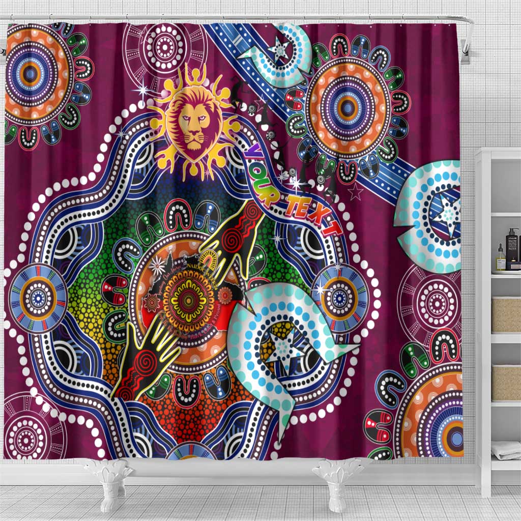 Custom NAIDOC Week 2024 Brisbane Lions Shower Curtain Australia Aboriginal Dot Painting