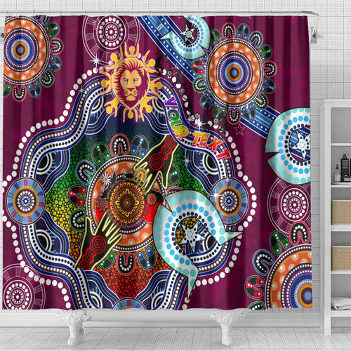 Custom NAIDOC Week 2024 Brisbane Lions Shower Curtain Australia Aboriginal Dot Painting