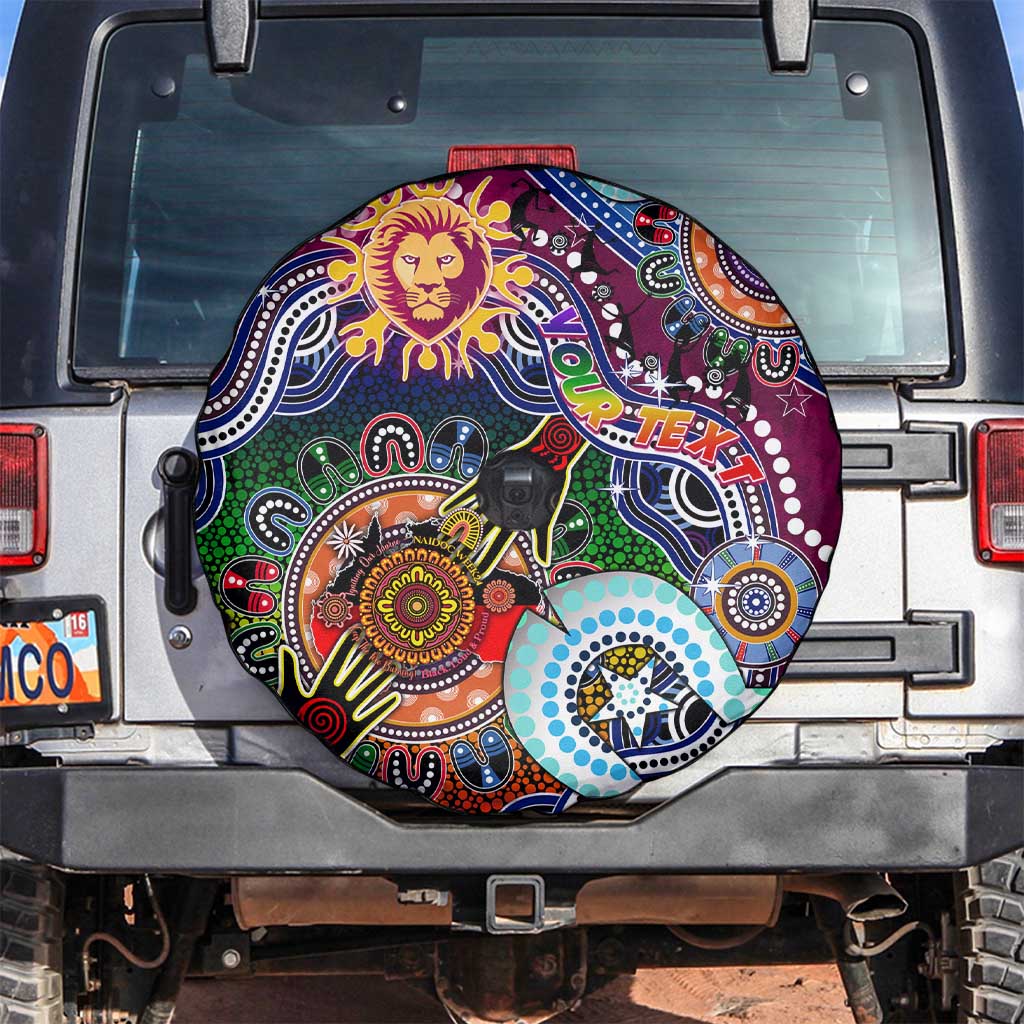 Custom NAIDOC Week 2024 Brisbane Lions Spare Tire Cover Australia Aboriginal Dot Painting