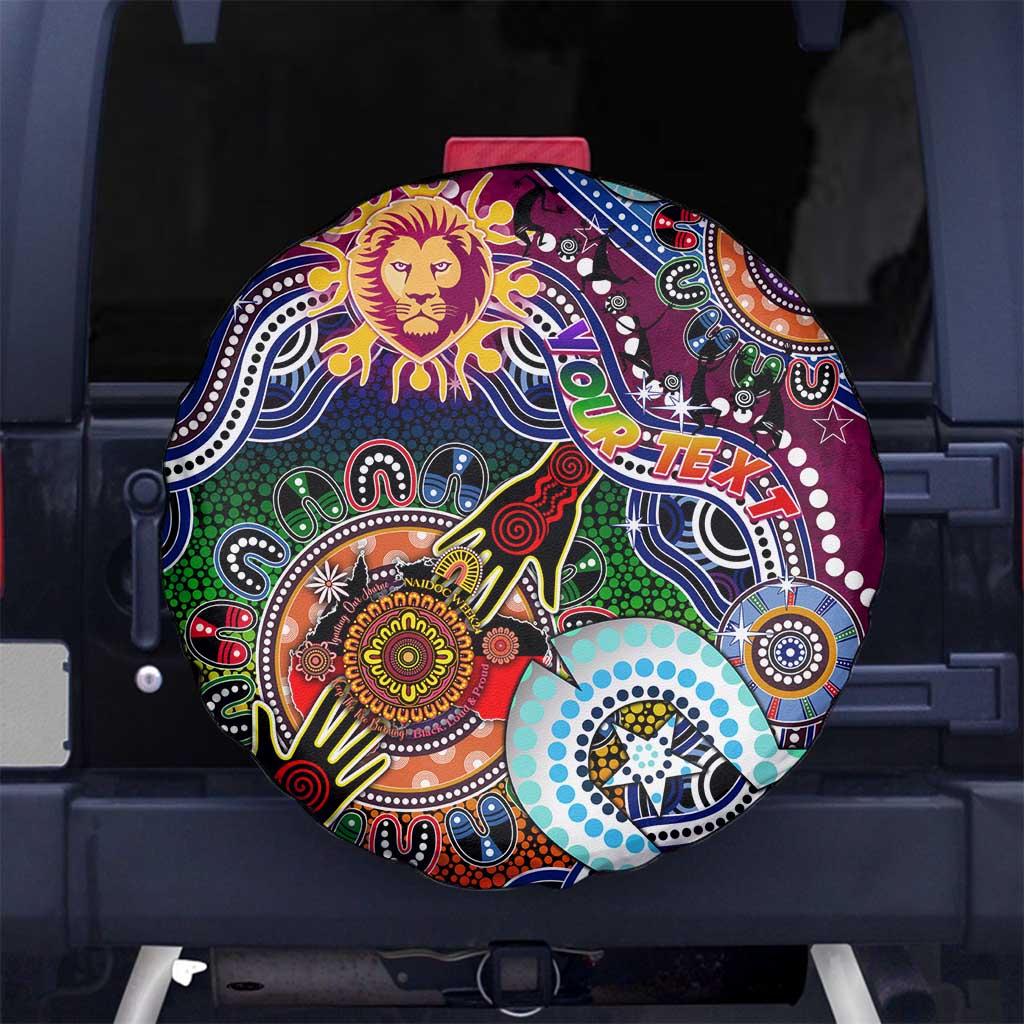 Custom NAIDOC Week 2024 Brisbane Lions Spare Tire Cover Australia Aboriginal Dot Painting