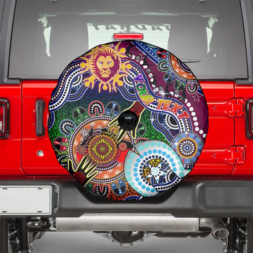 Custom NAIDOC Week 2024 Brisbane Lions Spare Tire Cover Australia Aboriginal Dot Painting