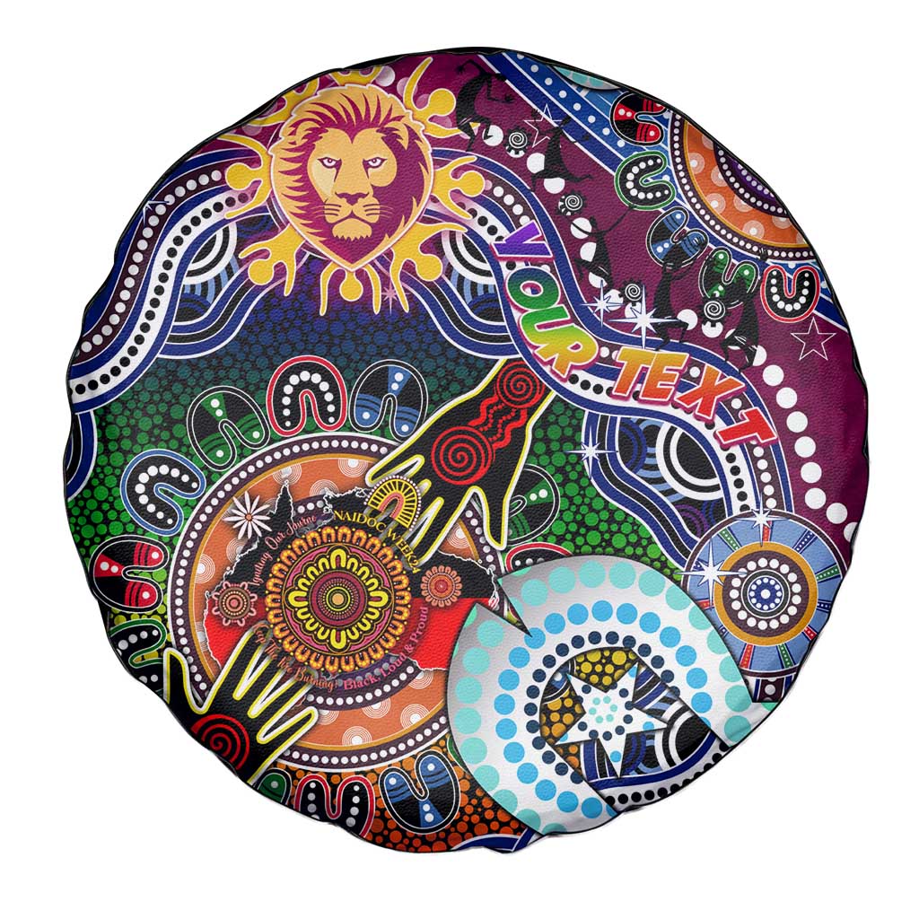 Custom NAIDOC Week 2024 Brisbane Lions Spare Tire Cover Australia Aboriginal Dot Painting