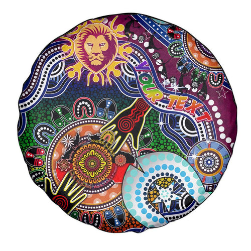 Custom NAIDOC Week 2024 Brisbane Lions Spare Tire Cover Australia Aboriginal Dot Painting